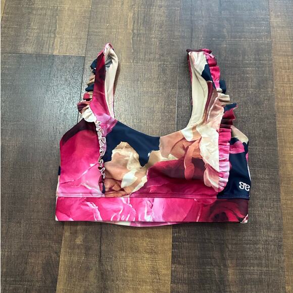 Albion Fit Peony Ruffle Bikini Swimsuit Top Size Small - Picture 1 of 6